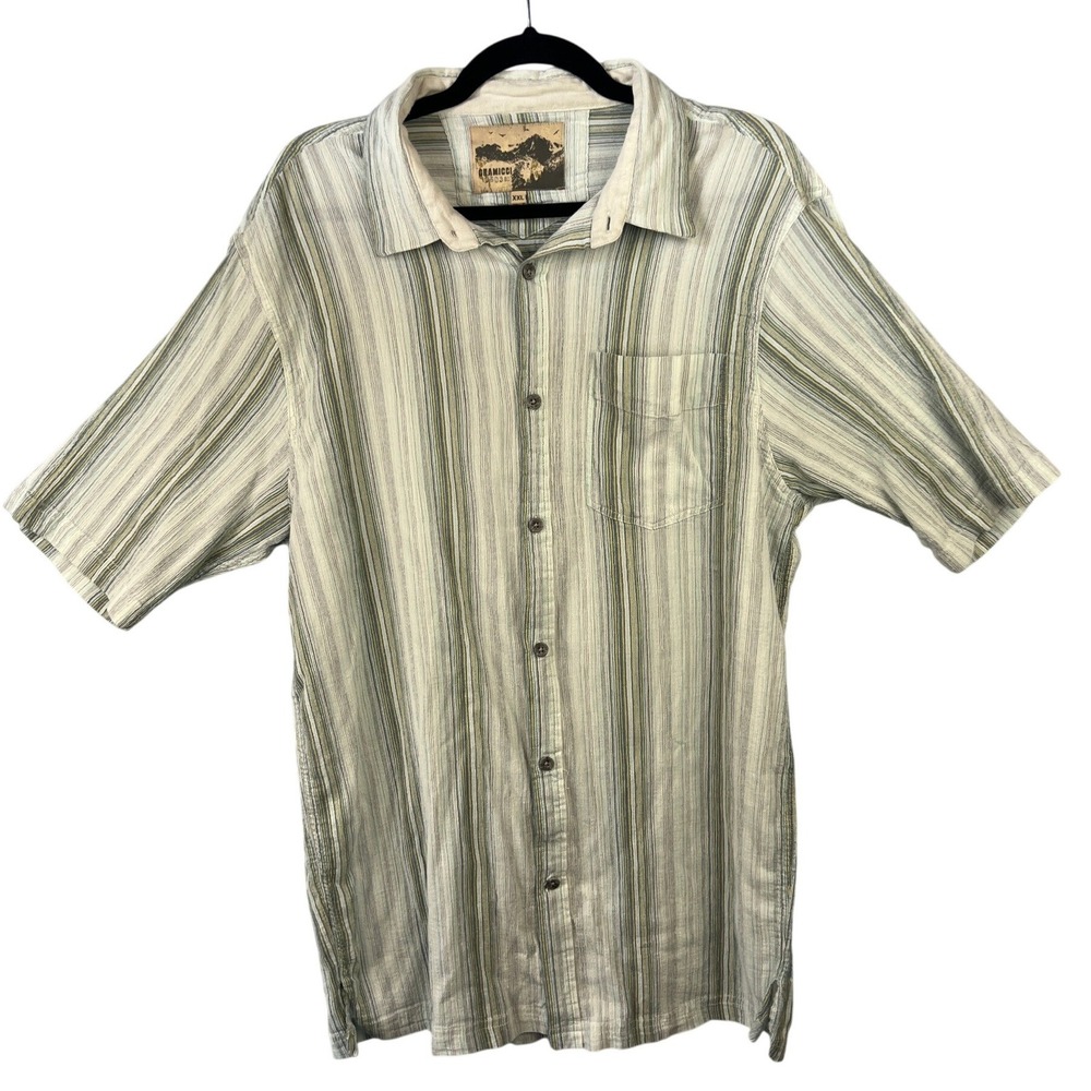 Gramicci Mens Striped Cotton Short Sleeve Button Up Shirt Size XXL Casual